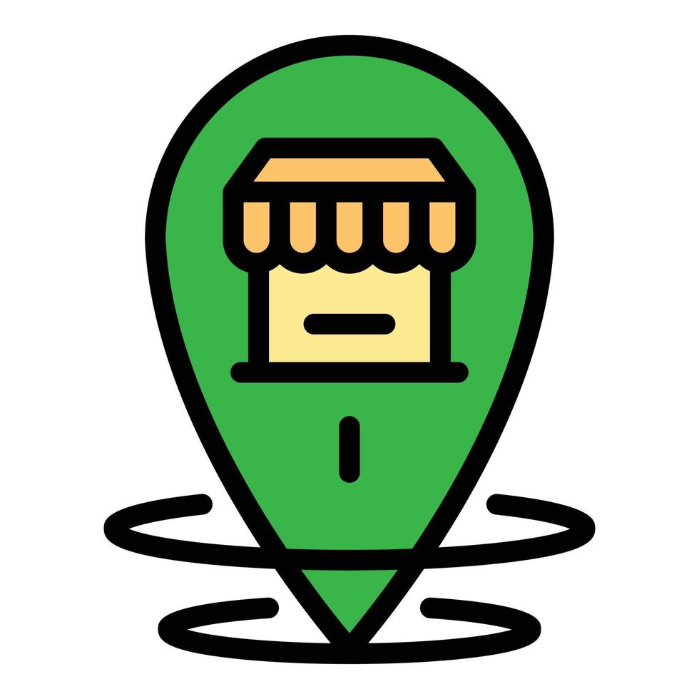 Shop pin location icon color outline vector