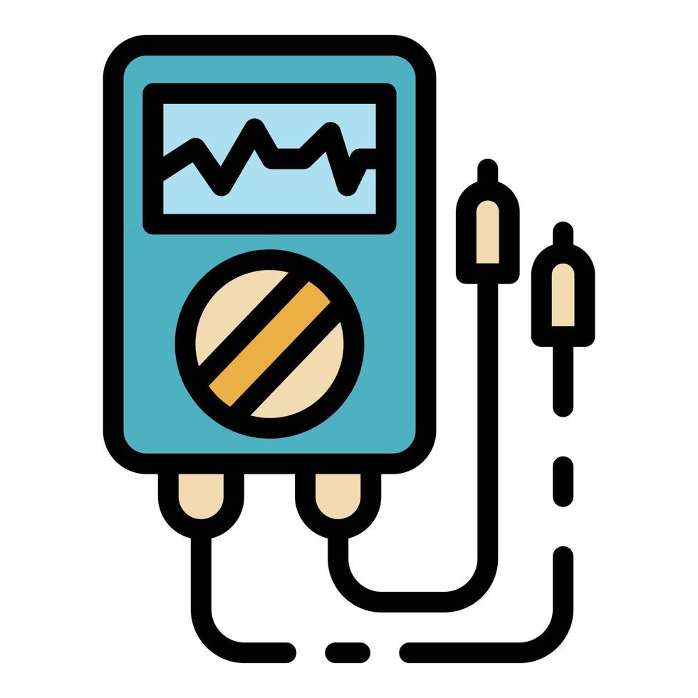 vector de contorno de color de icono de multímetro eléctrico