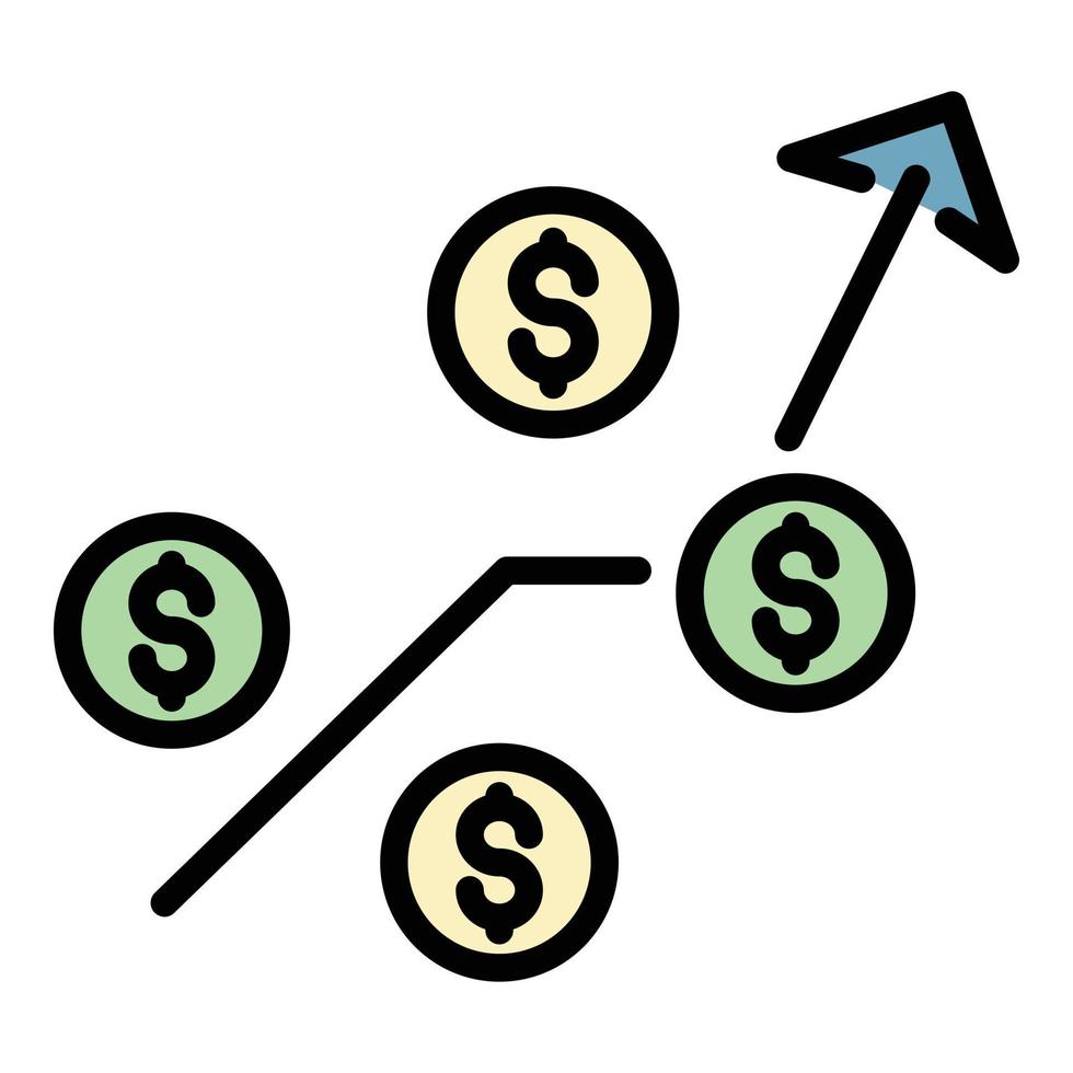 crecer dinero moneda icono color contorno vector