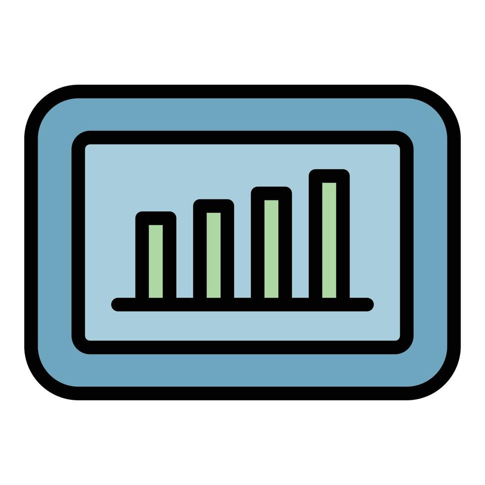 Tablet finance graph icon color outline vector