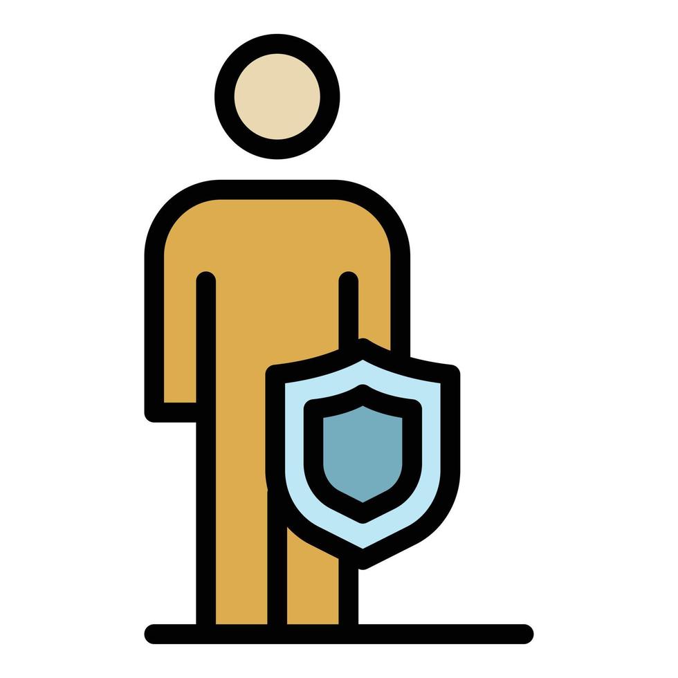 Protected man icon color outline vector