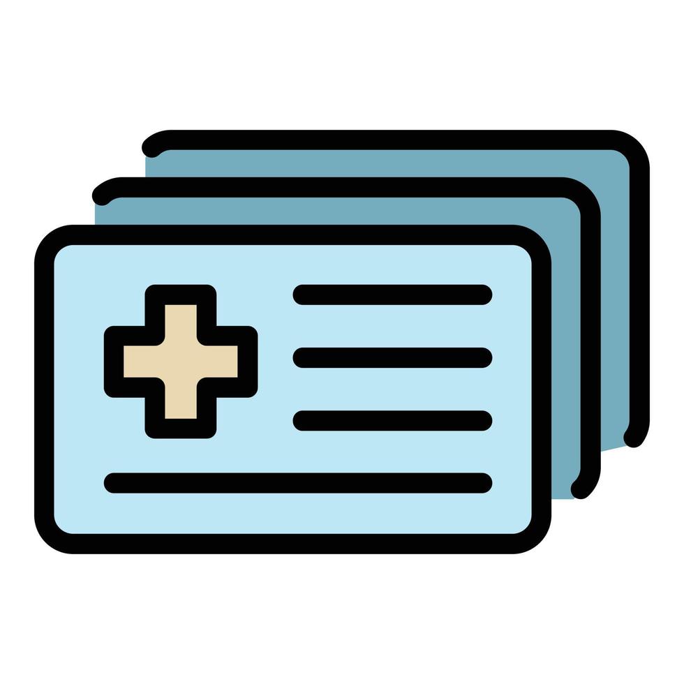 vector de contorno de color de icono de tarjeta de identificación médica