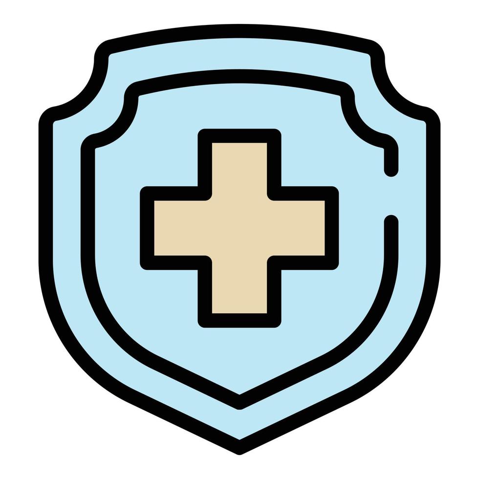 Medical shield icon color outline vector