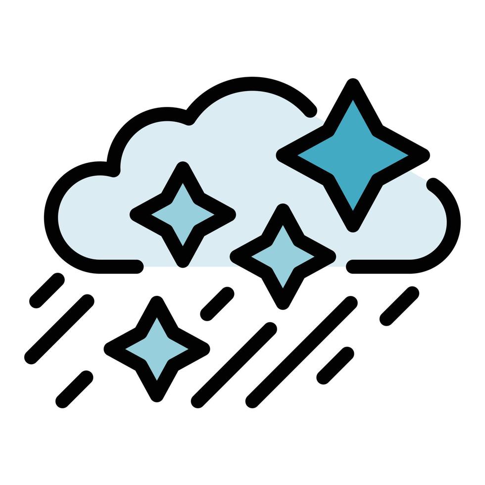 Snow rainy cloud icon color outline vector