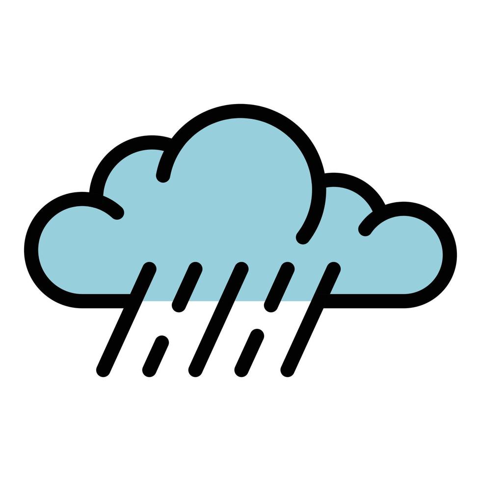 Strong rain cloud icon color outline vector