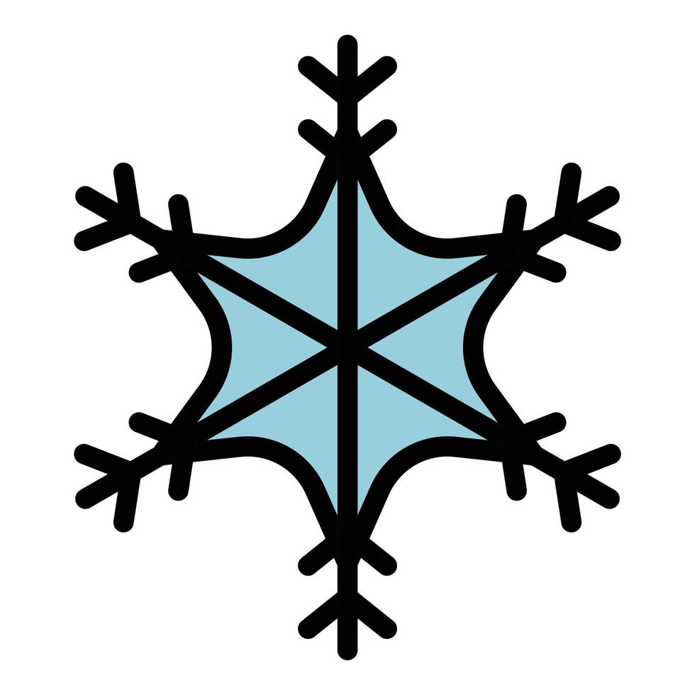 vector de contorno de color de icono de copo de nieve