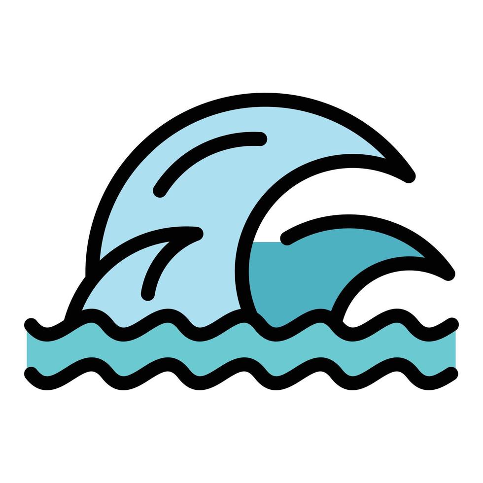 vector de contorno de color de icono de tsunami acuático