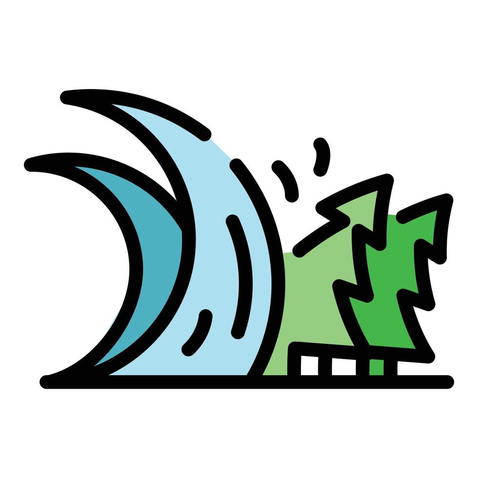 vector de contorno de color de icono de onda de tsunami de alarma