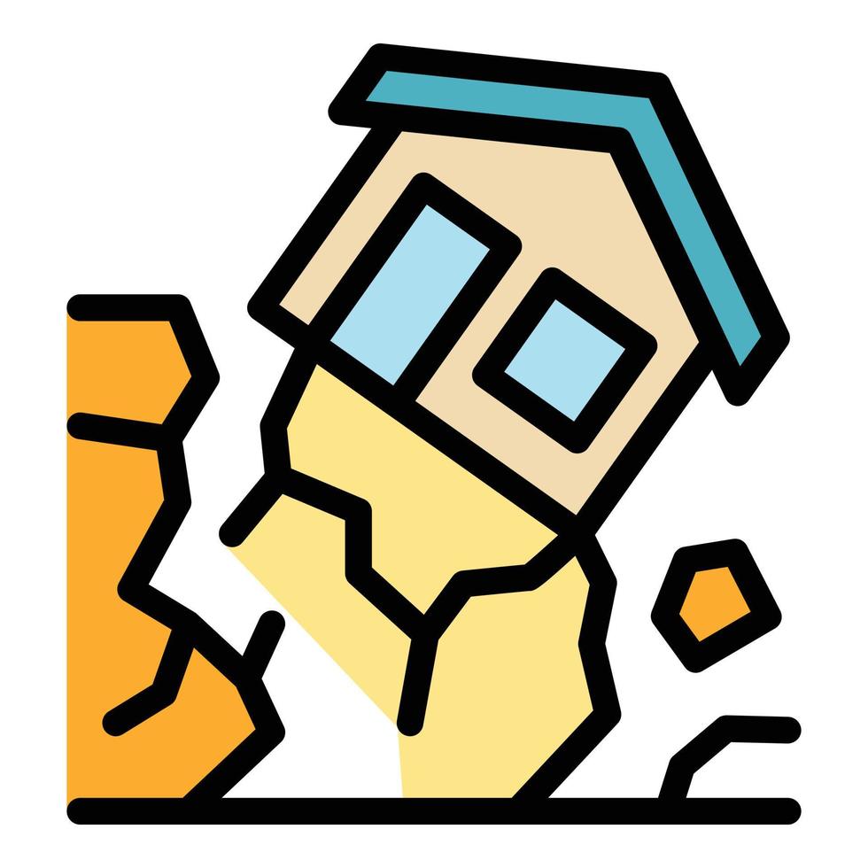 Earthquake house icon color outline vector
