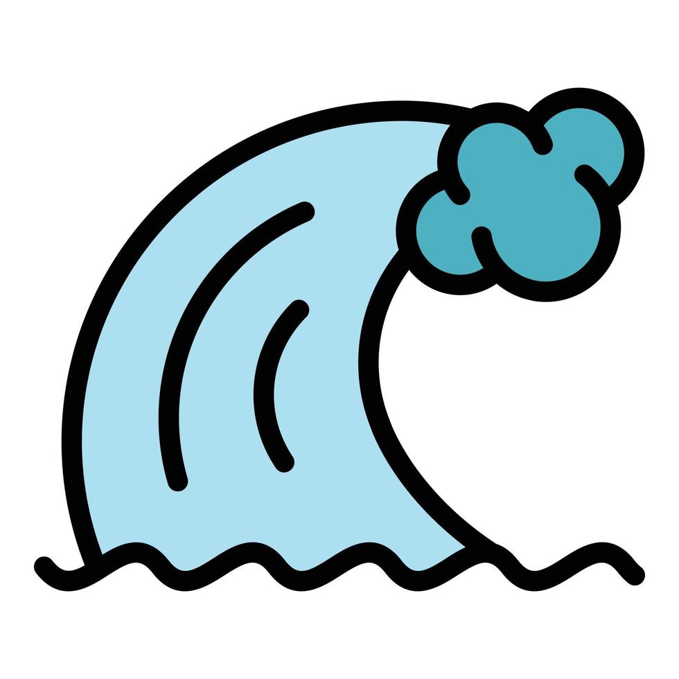 Natural tsunami wave icon color outline vector