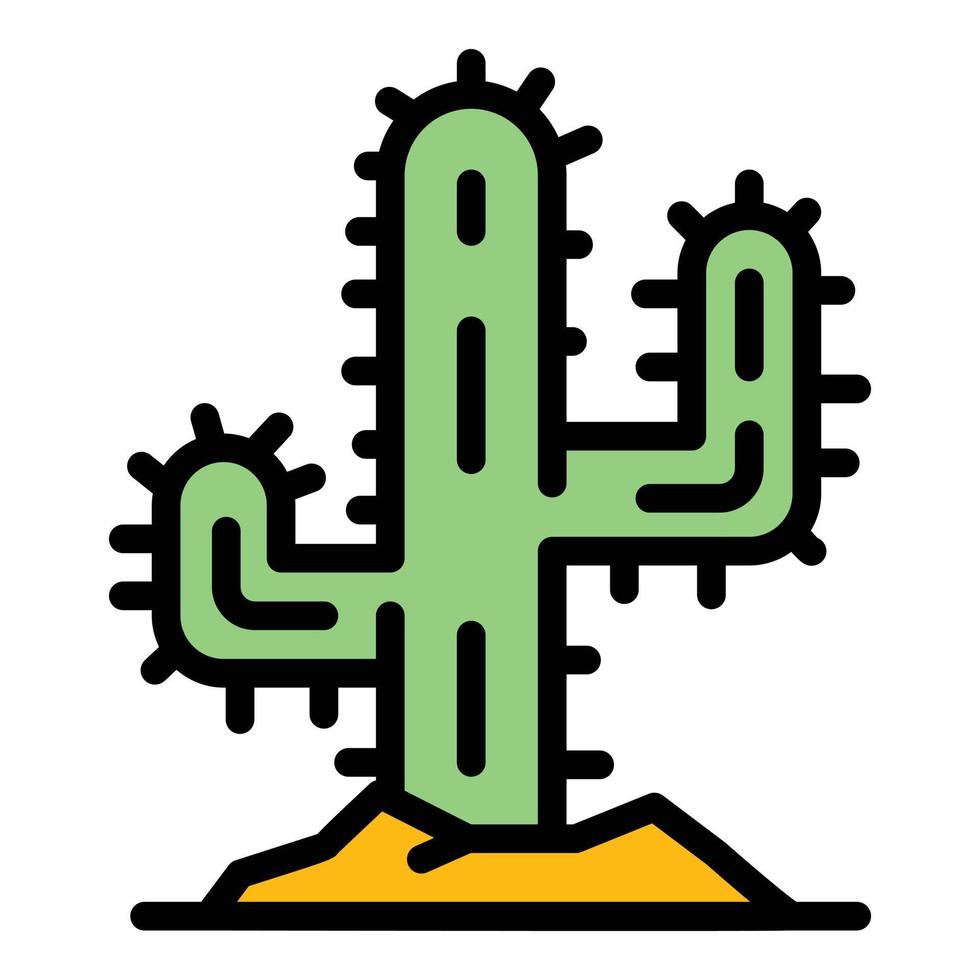 vector de contorno de color de icono de cactus del desierto