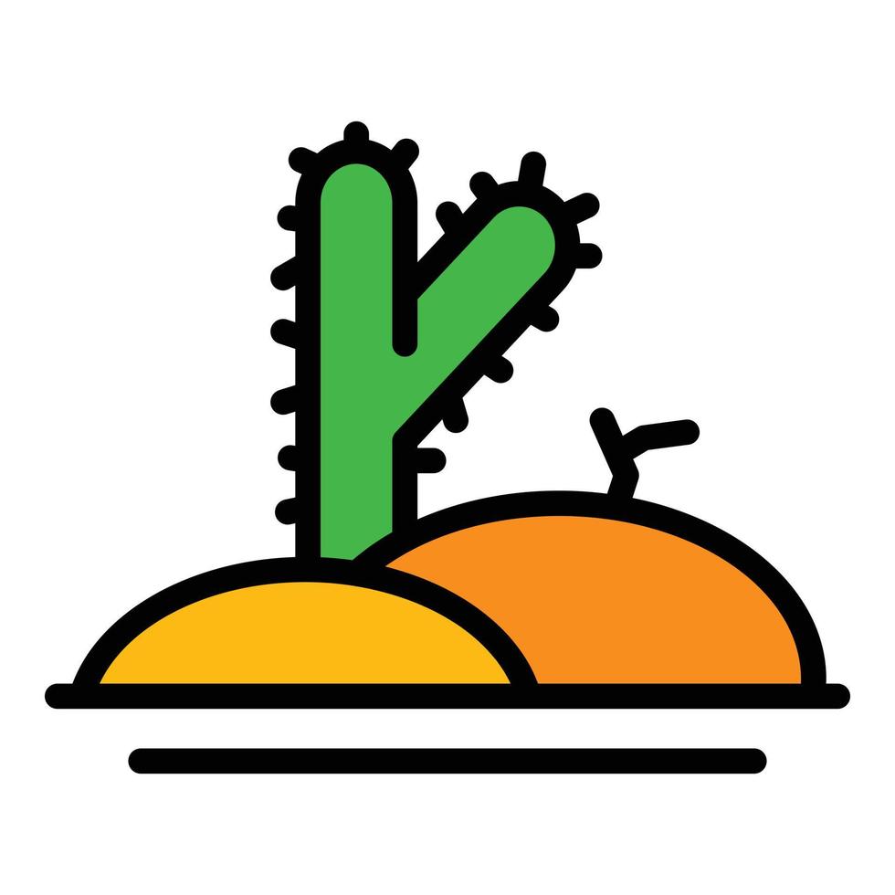 vector de contorno de color de icono de cactus en el desierto