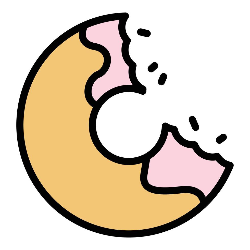 Bite biscuit icon color outline vector