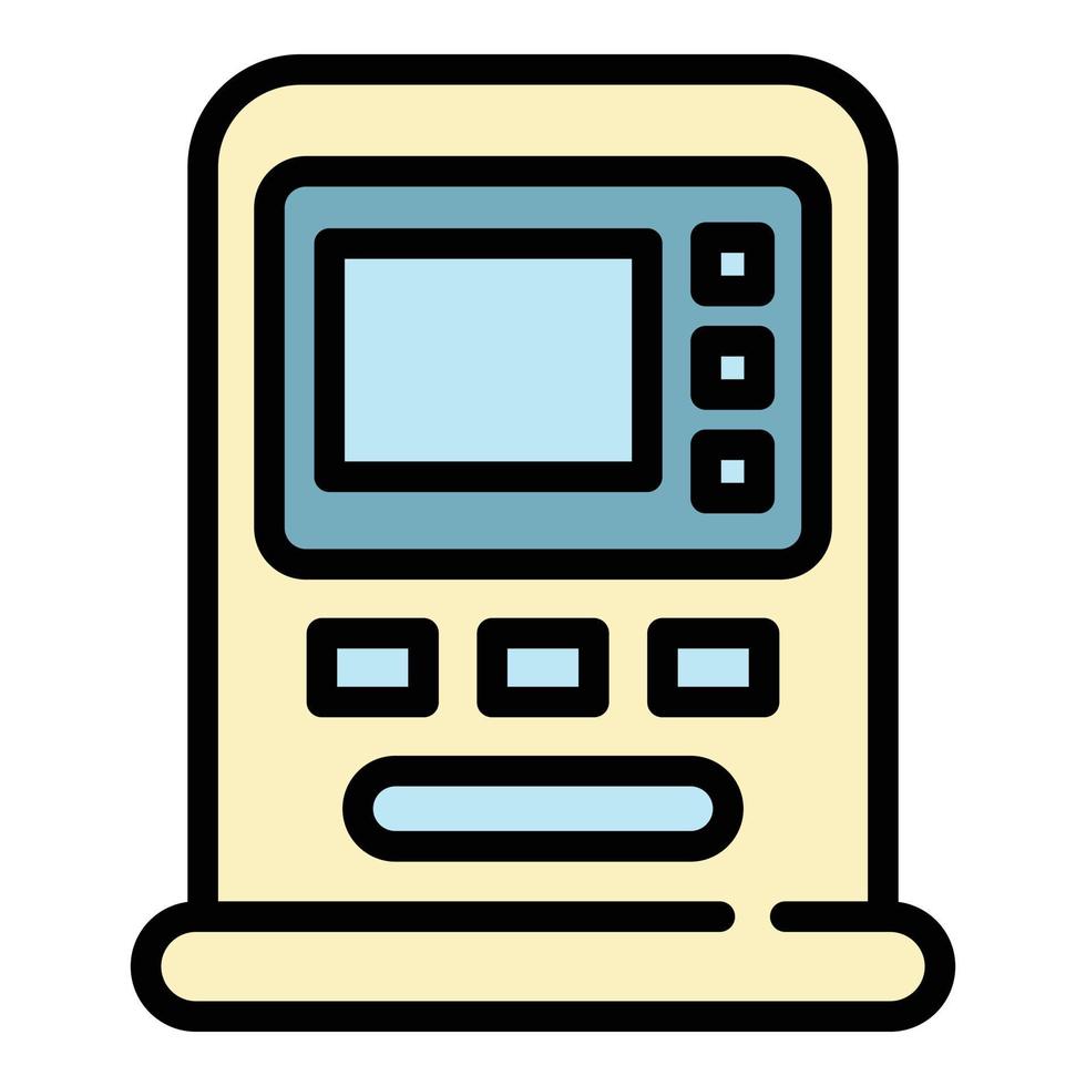 ciudad atm icono color contorno vector