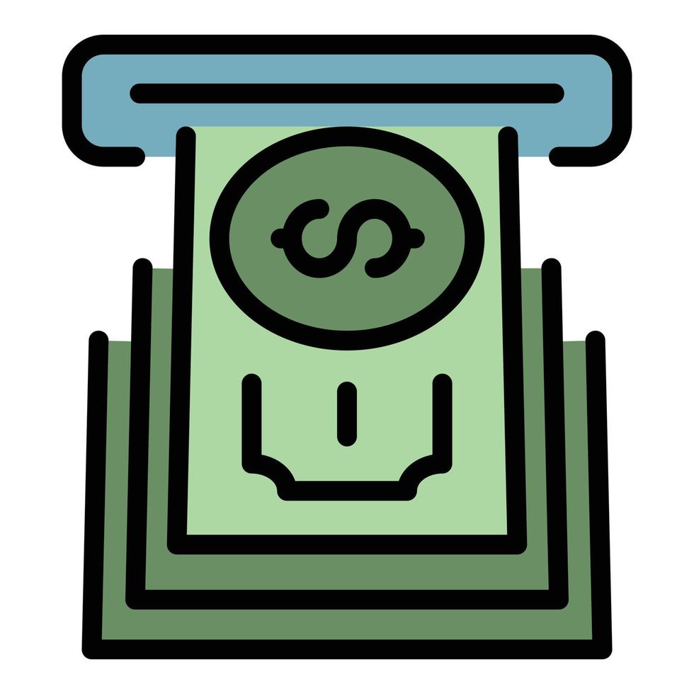 extraer dinero en efectivo icono color contorno vector