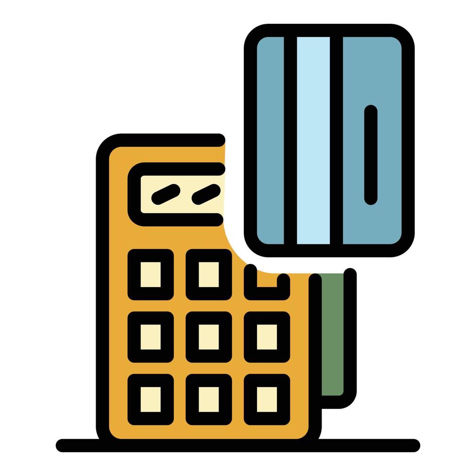 vector de esquema de color de icono de terminal pos de tarjeta de crédito