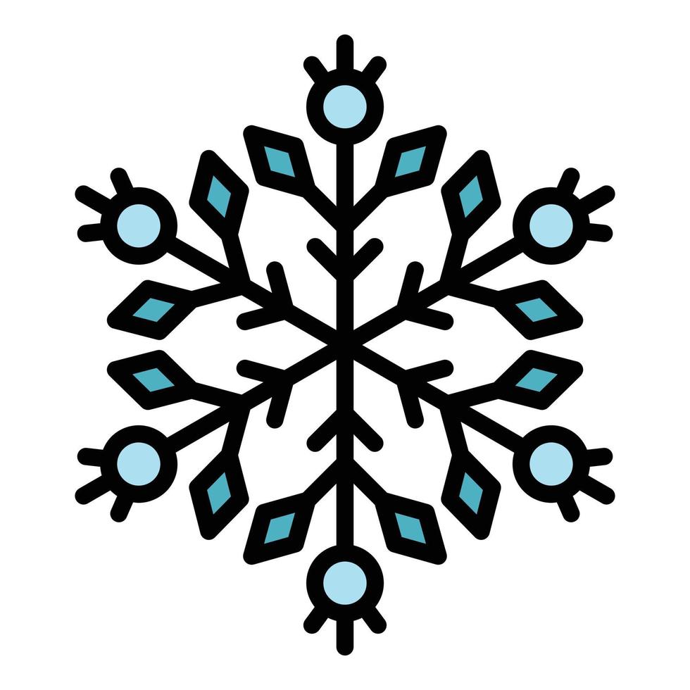 vector de contorno de color de icono de copo de nieve congelado