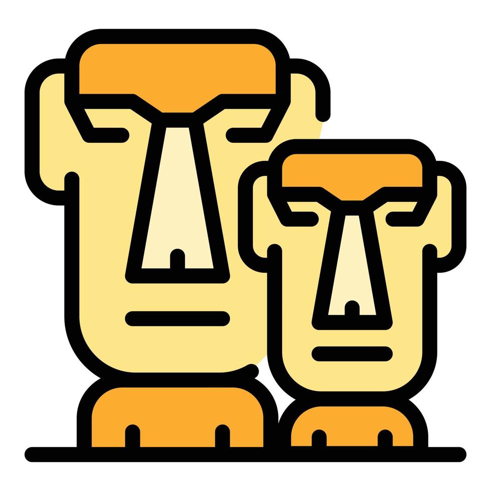 Tiki heads icon color outline vector