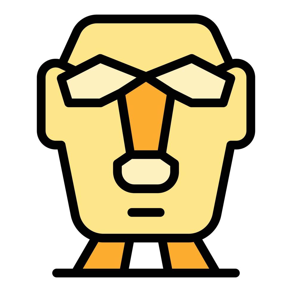 Easter island statue icon color outline vector