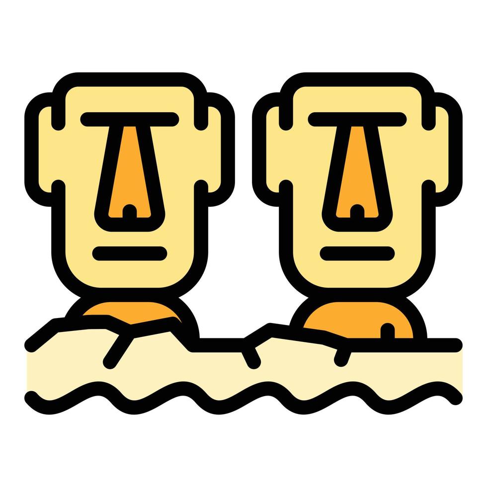 Easter island heads icon color outline vector