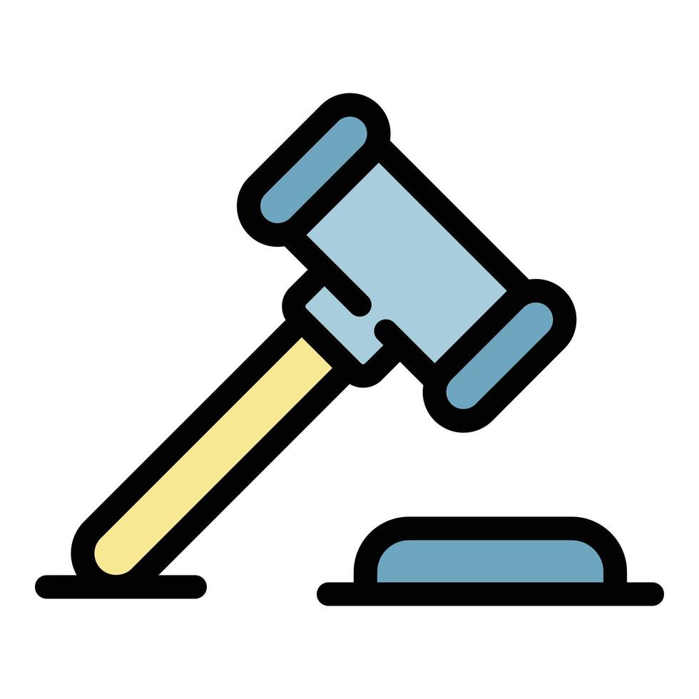 Judge gavel icon color outline vector