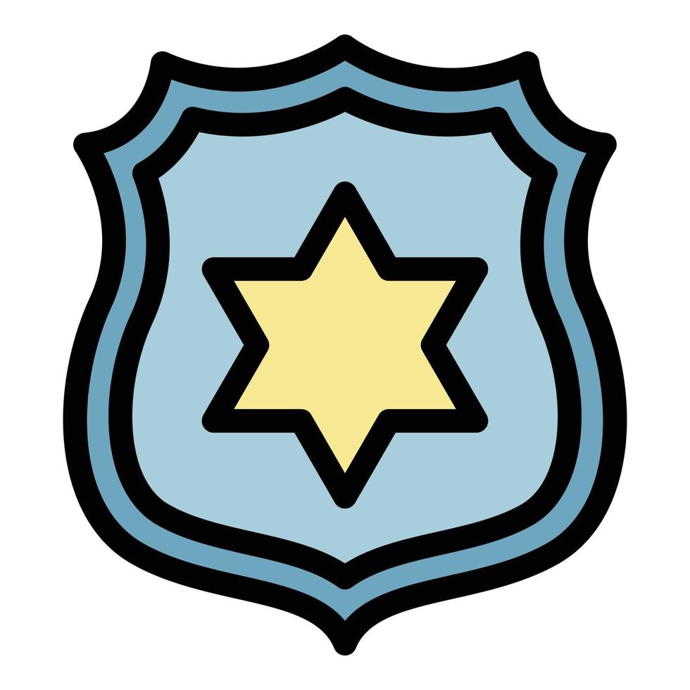 Police badge icon color outline vector