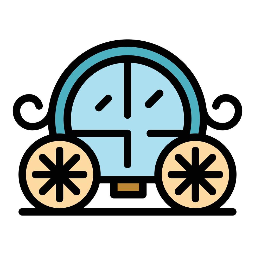 Wedding carriage icon color outline vector
