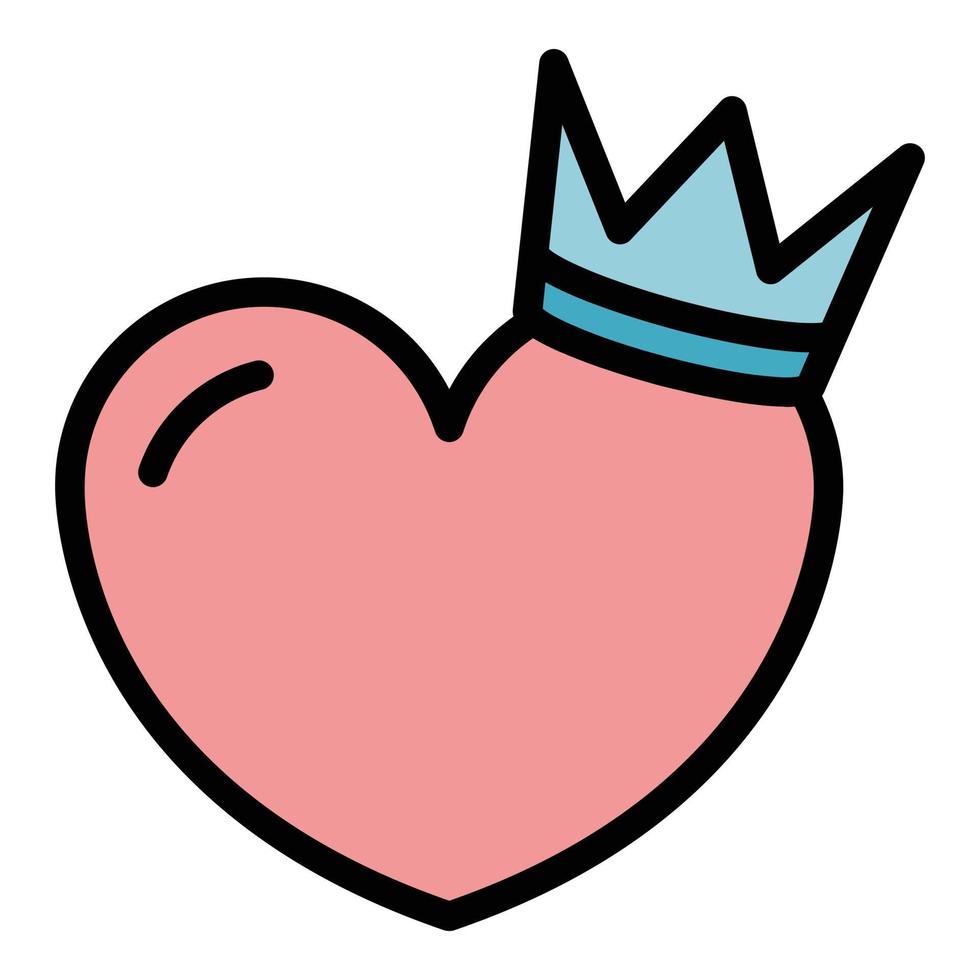 Crown on heart icon color outline vector