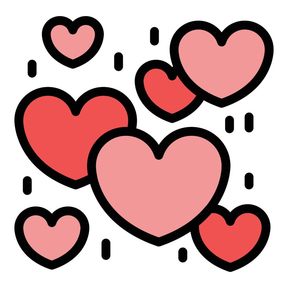 Much love hearts icon color outline vector