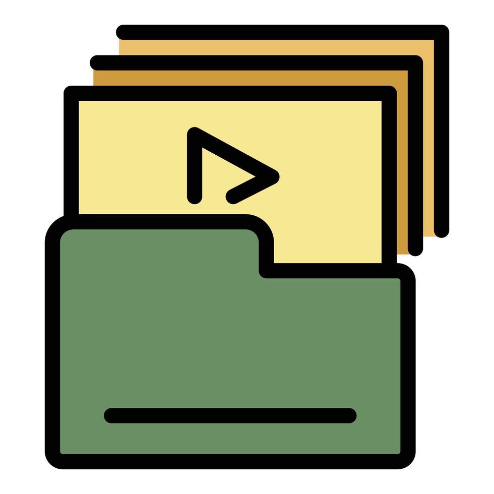 Video folder icon color outline vector