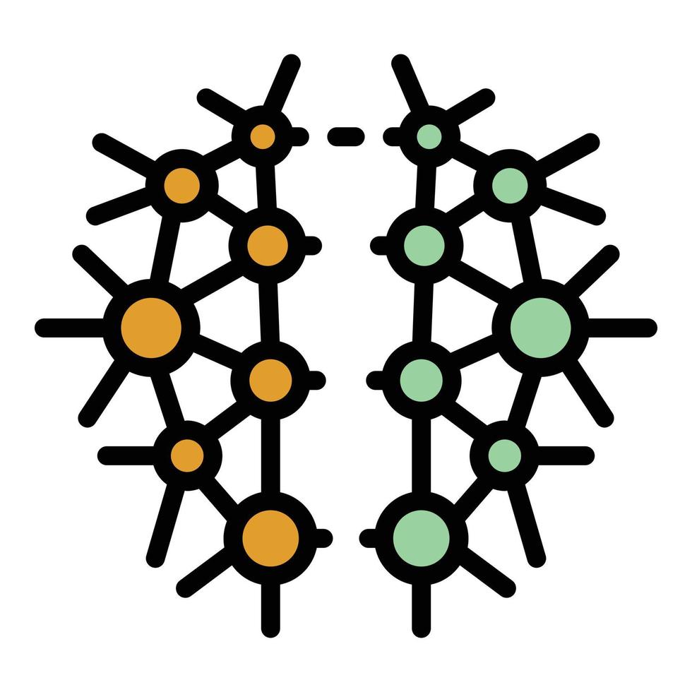 Neural brain icon color outline vector
