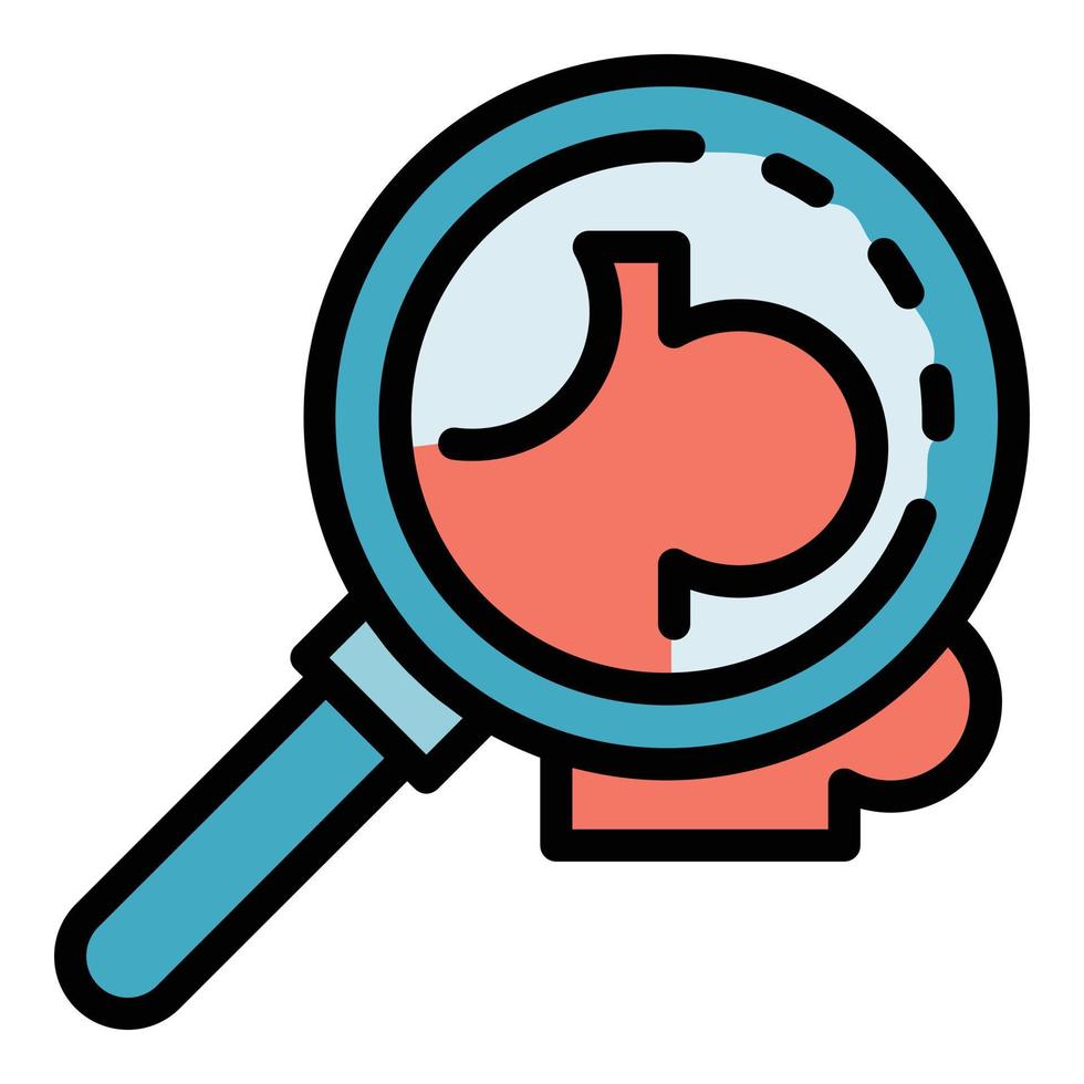 Puzzle under magnifier icon color outline vector