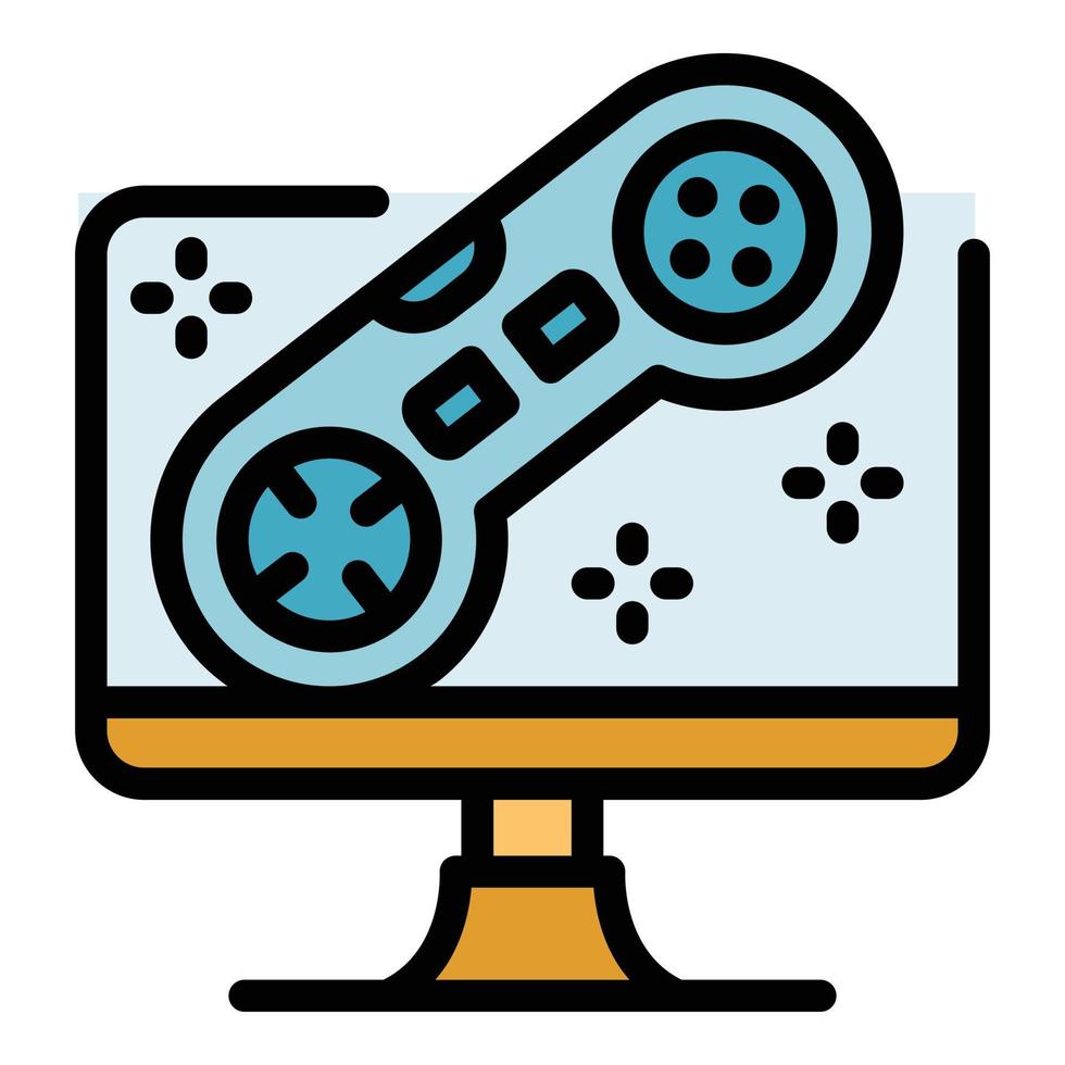 Computer video game icon color outline vector