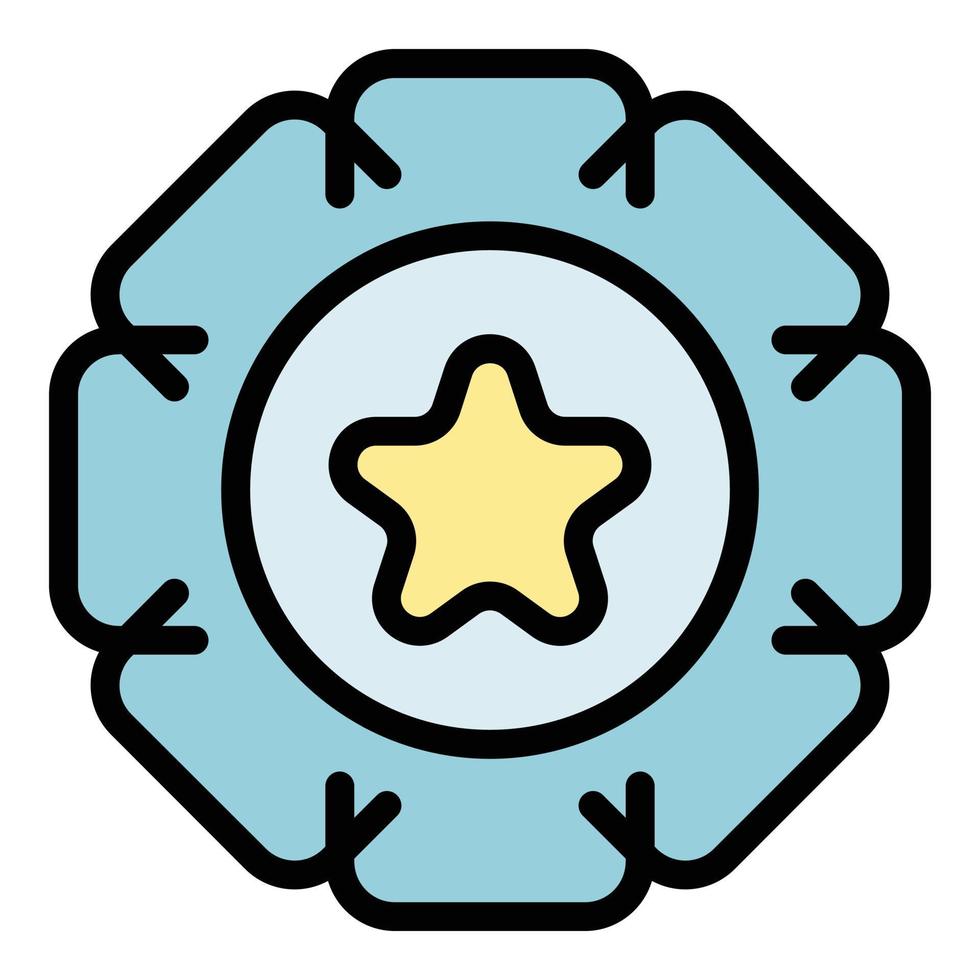 Star emblem icon color outline vector