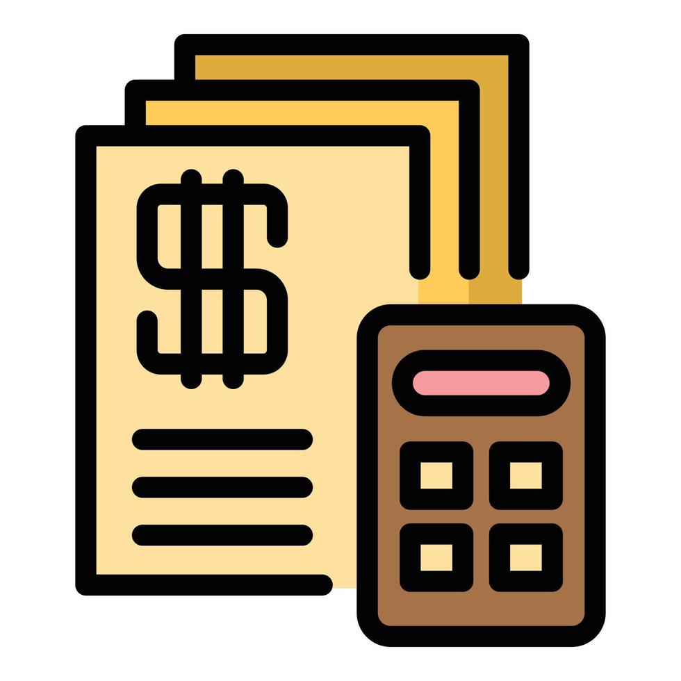 Tax calculator icon color outline vector