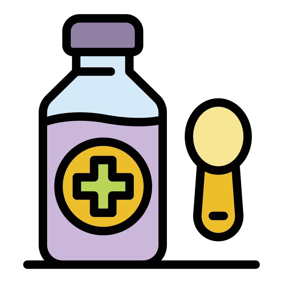 Closed syrup bottle icon color outline vector