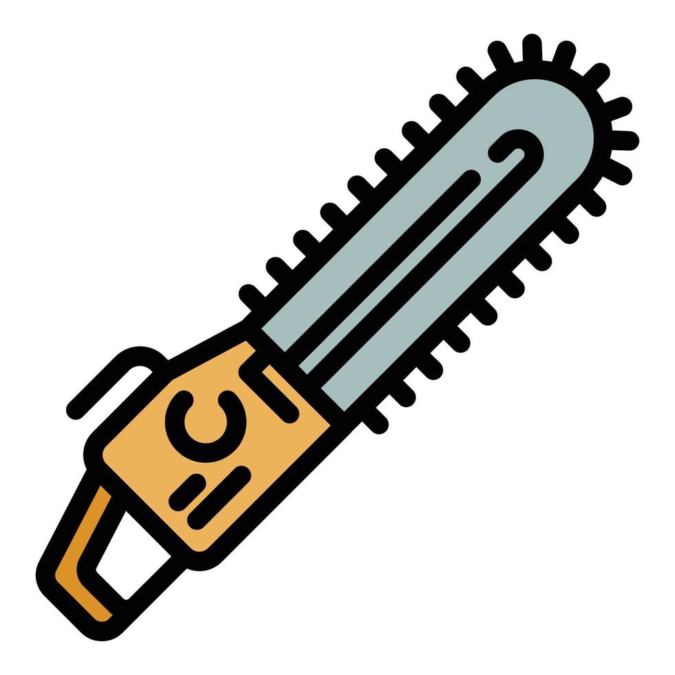 Petrol chainsaw icon color outline vector