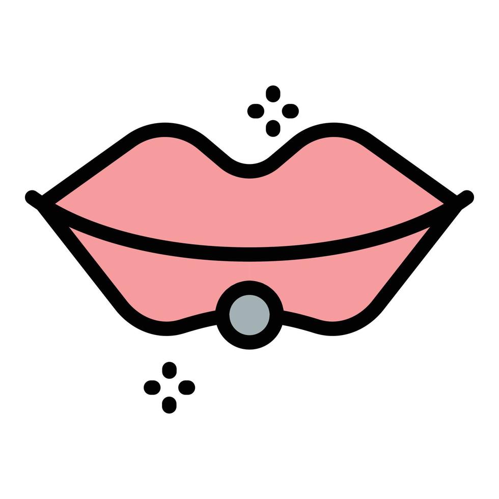 Pearl lips piercing icon color outline vector