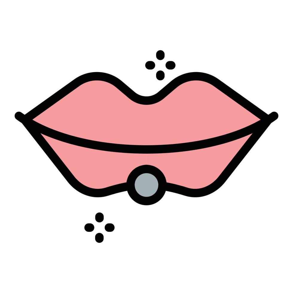 vector de contorno de color de icono de perforación de labios de perla