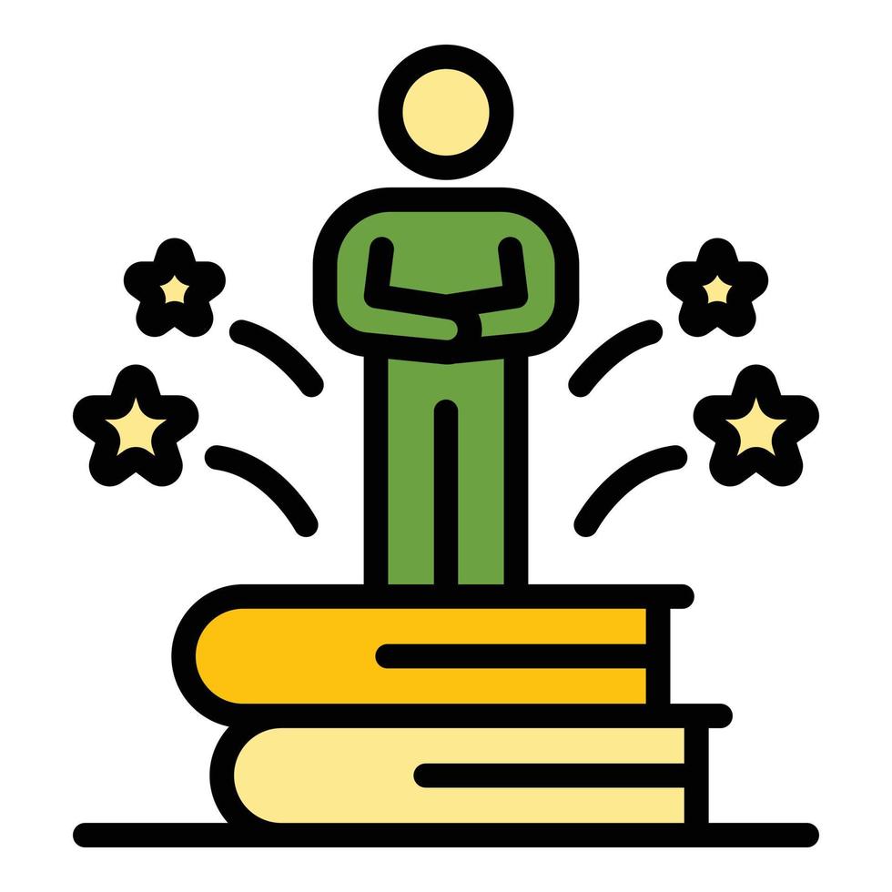 Interview book stack icon color outline vector