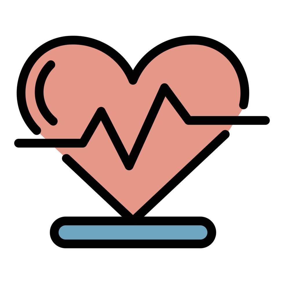 Heart rate icon color outline vector