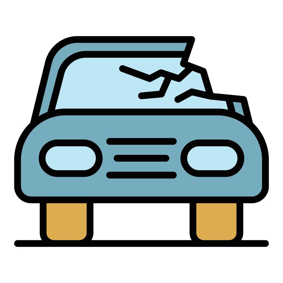 vector de contorno de color de icono de accidente de coche dañado