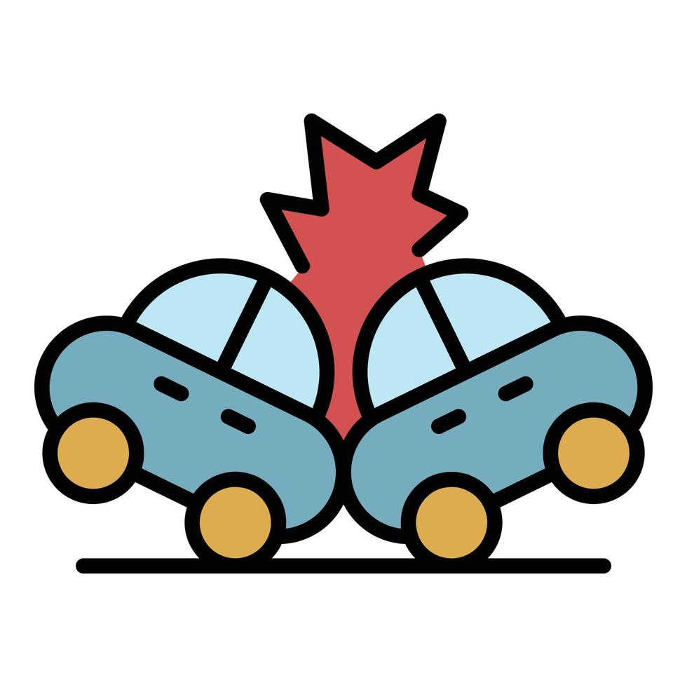 vector de contorno de color de icono de colisión de accidente de coche