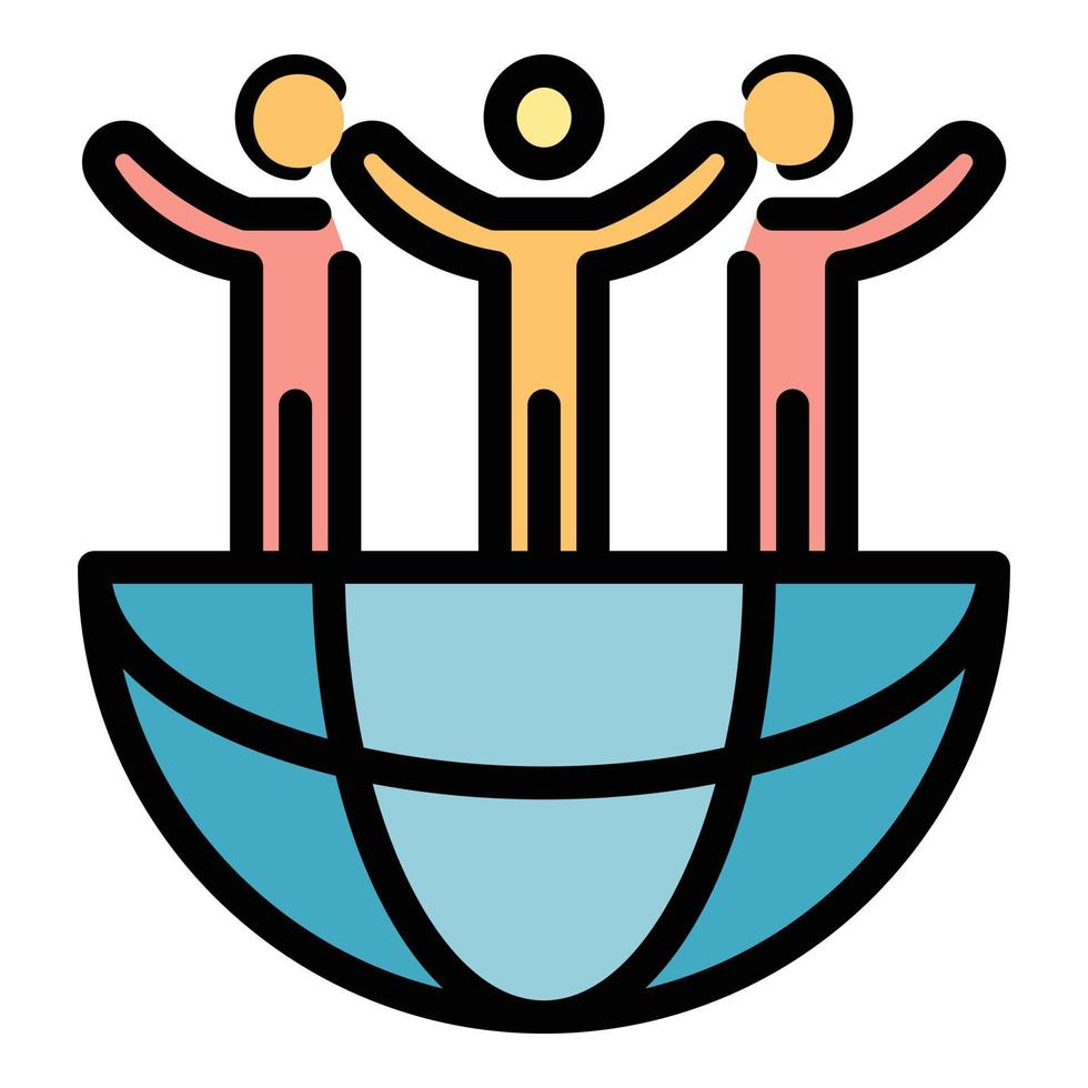 Global teamwork innovation icon color outline vector