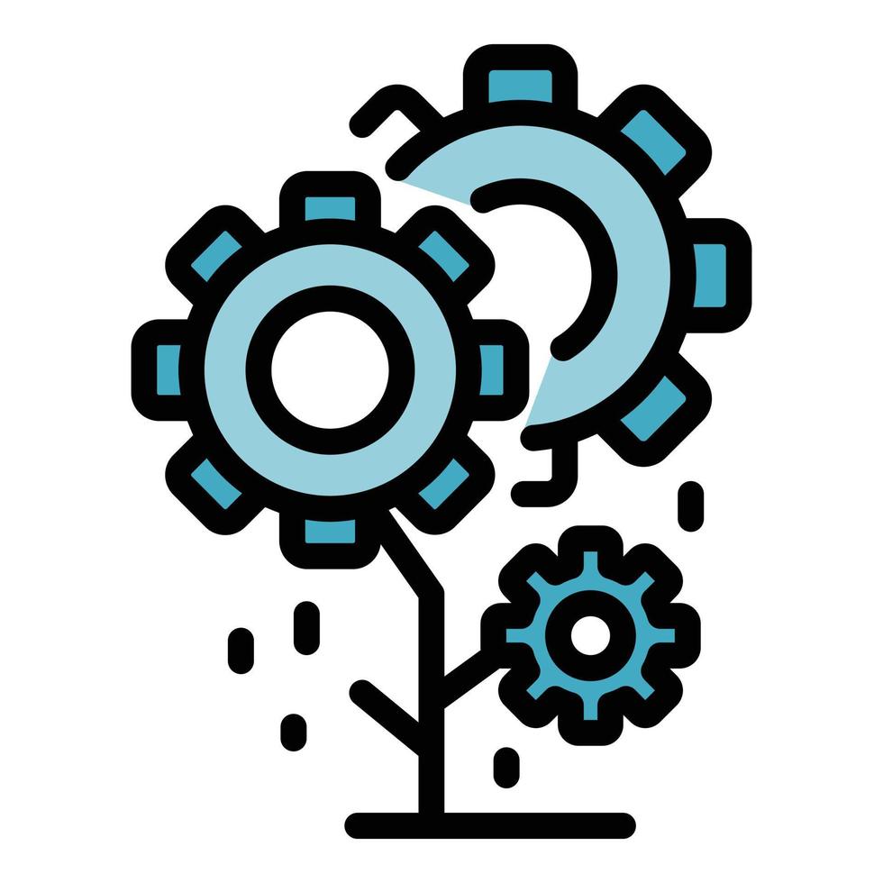 Flower gear innovation icon color outline vector