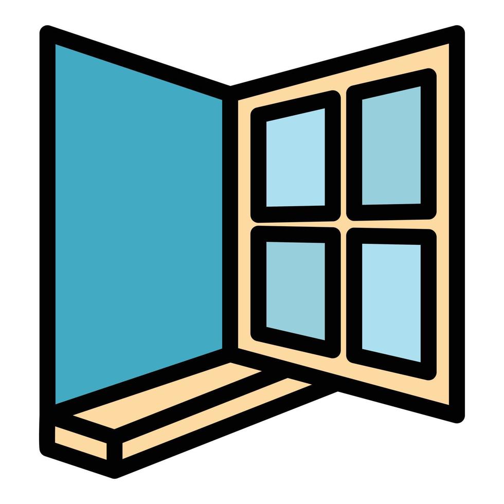 vector de contorno de color de icono de ventana de casa abierta
