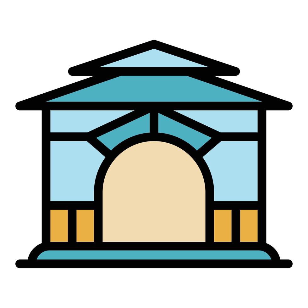 Pavilion gazebo icon color outline vector