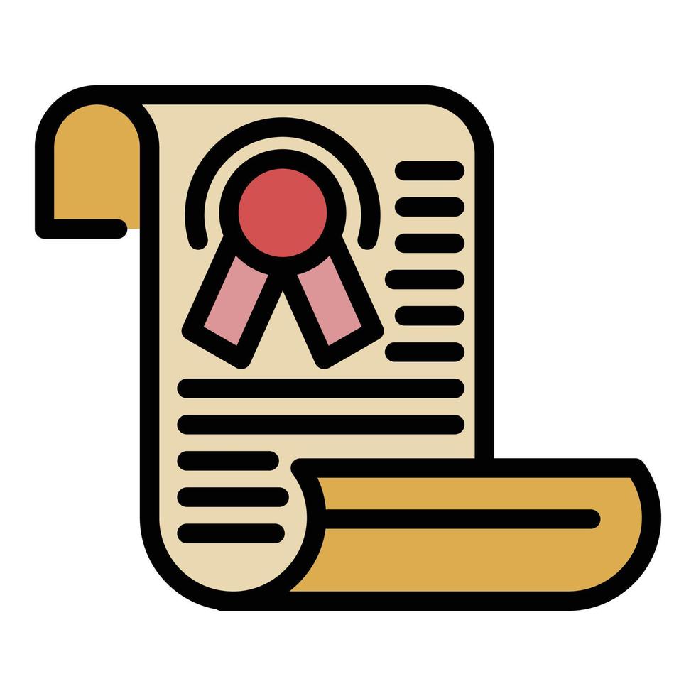 emblema diploma papel icono color contorno vector