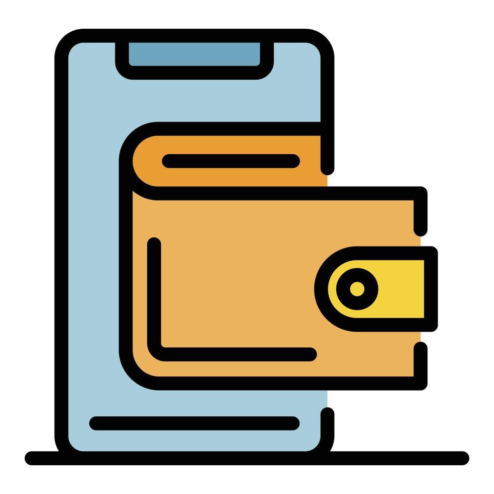 Smartphone wallet icon color outline vector