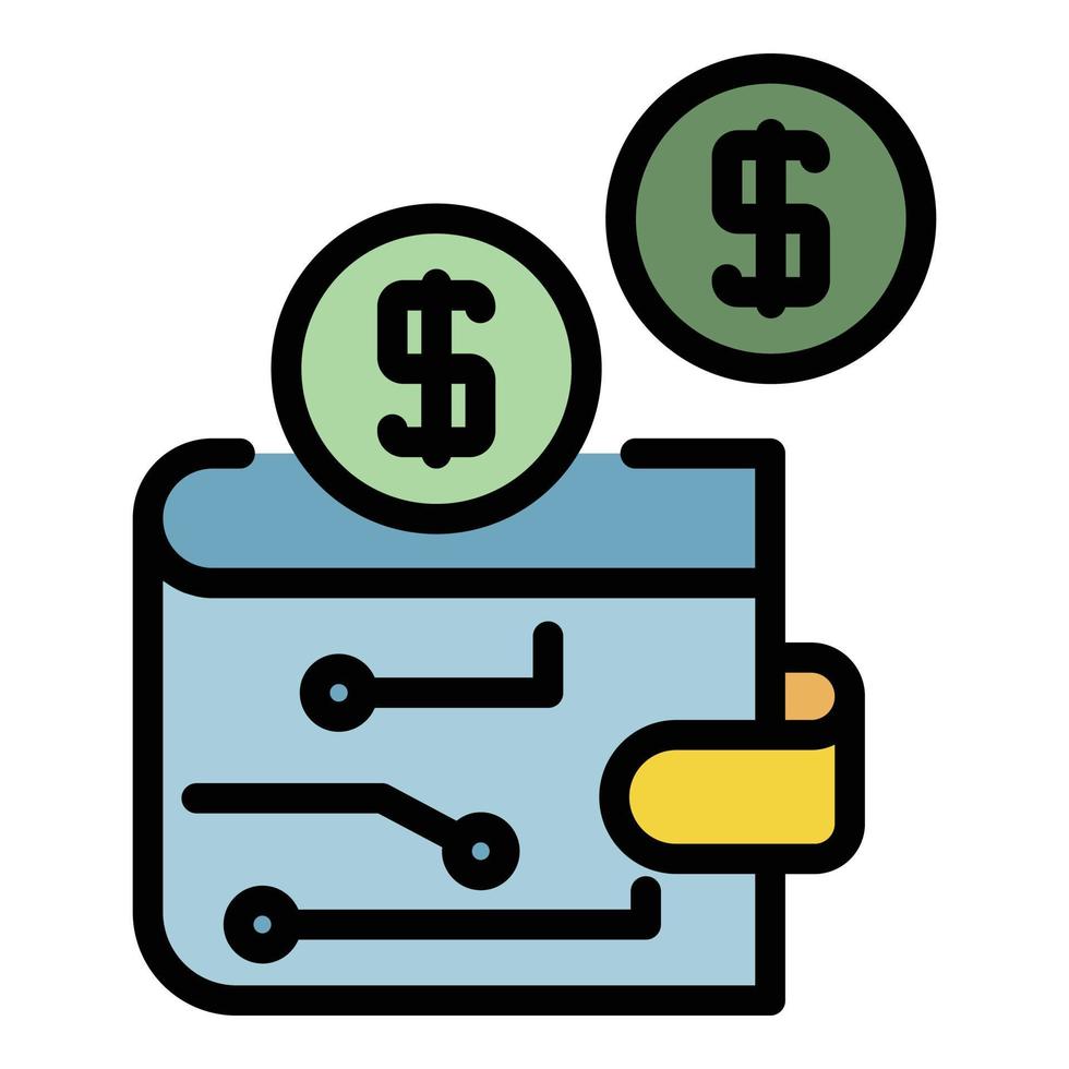 Digital wallet icon color outline vector